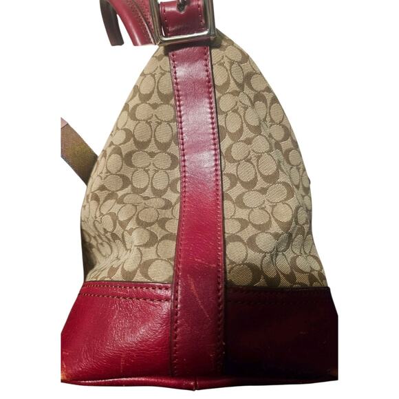 COACH LEGACY Red/Khaki Jacquard Signature Stripe Molly Two way Satchel 21154 - Picture 7 of 13